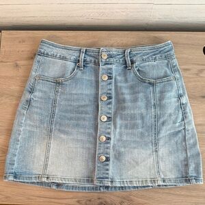 American Eagle Super Stretch Hi-Rise A-Line Jean Mini Skirt Sz 8